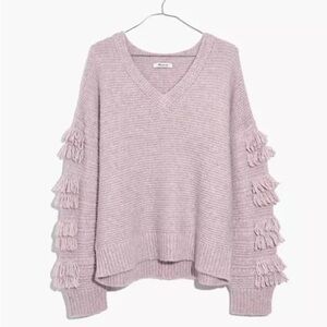 Madewell Fringe-Sleeve Pullover Sweater xs
